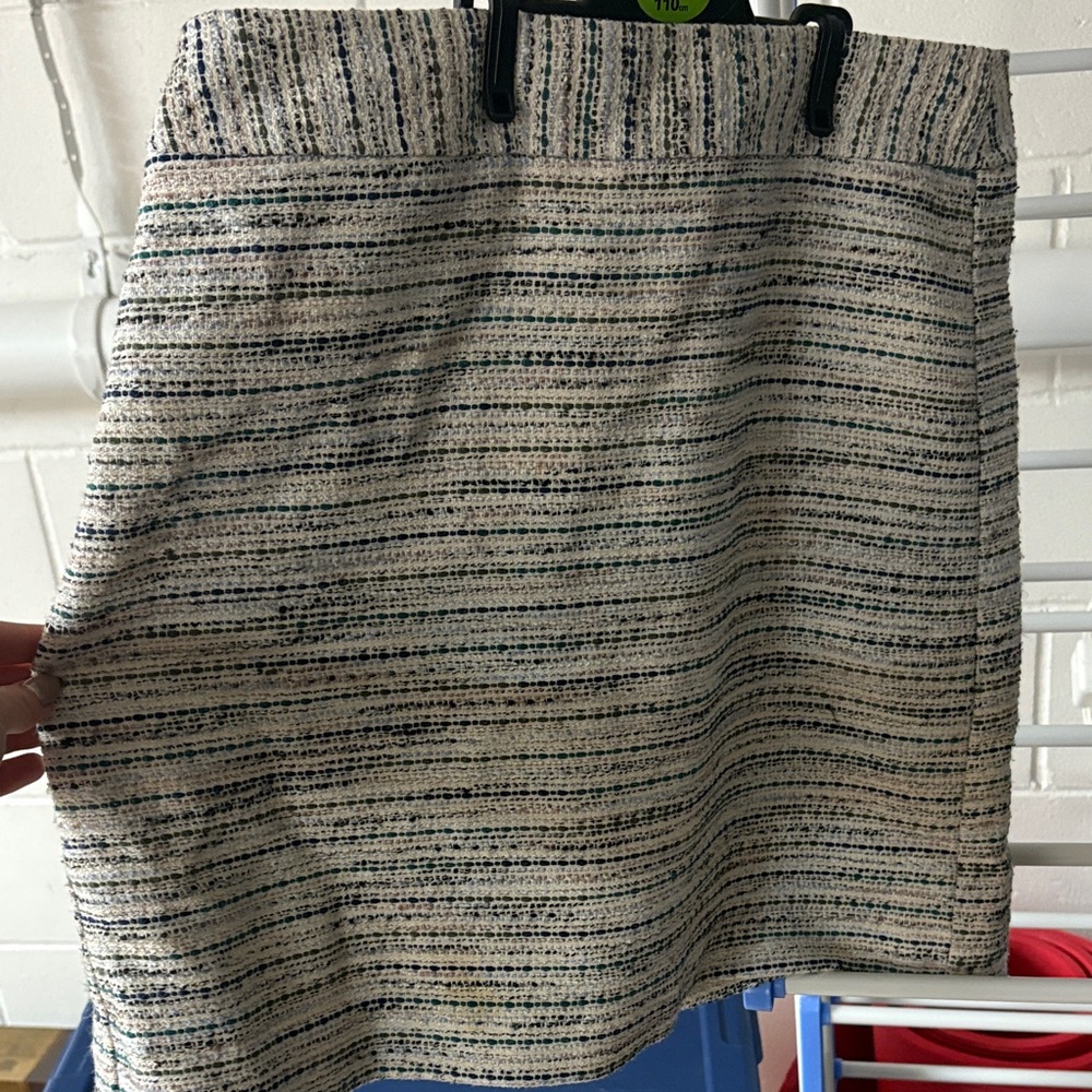 LOFT Textured Striped Mini Skirt - Cream and Blue